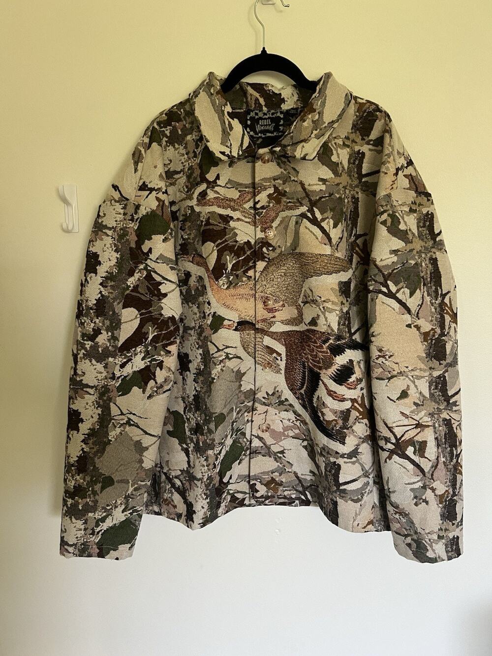 Rebel Vengeance Jacket Mens L All Over Print Real Tree Duck Camo Canvas Tapestry
